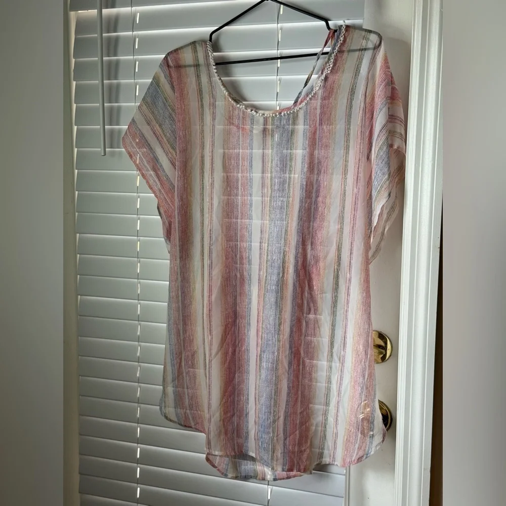 Hawaiian Tropic Size L Short Sleeve Coverup Blouse
